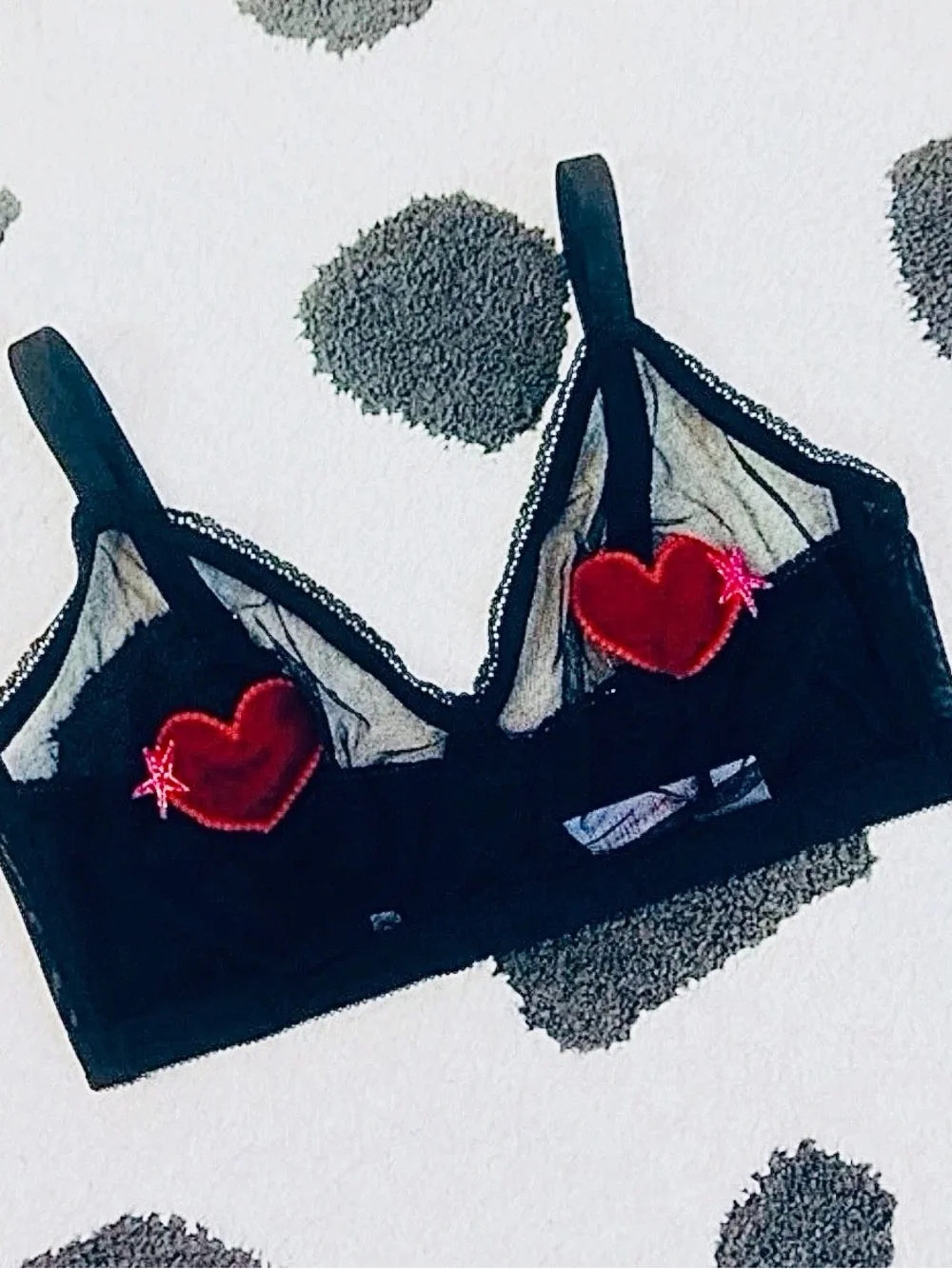 NWT Savage x Fenty XL Rihanna Valentines Day Heart Mesh Bra Panties Lingerie Set